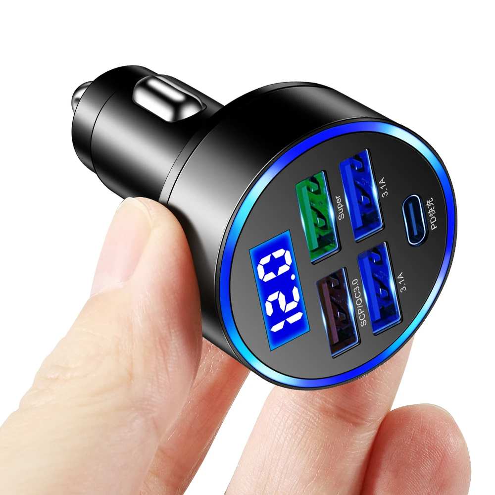 5 USB Port Super Fast Car Charger Adapter For iPhone Samsung Android