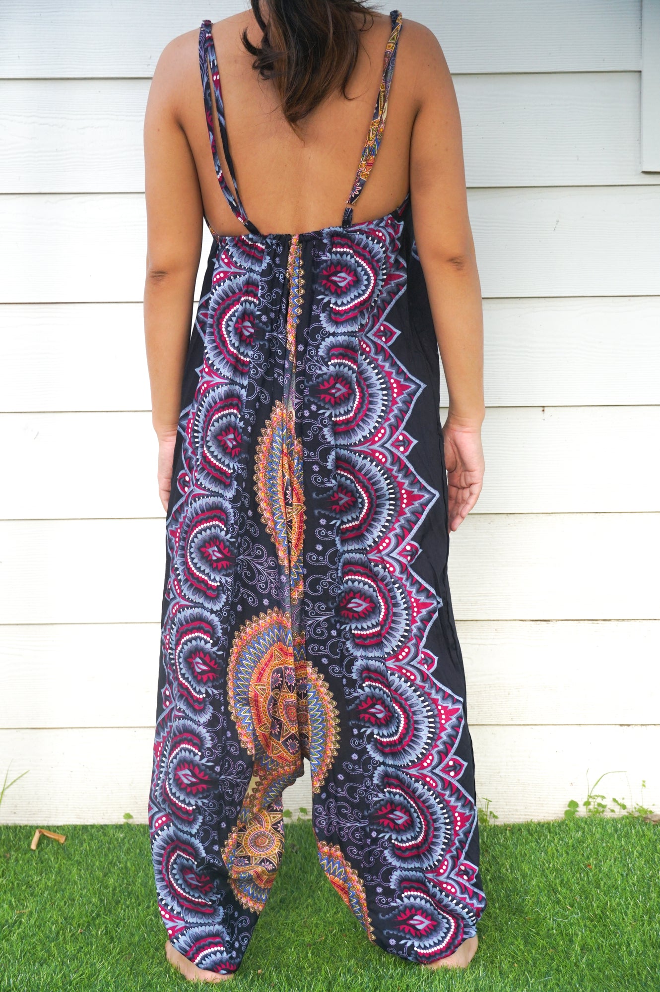 Black Mandala Boho Hippie Jumpsuit Rompers