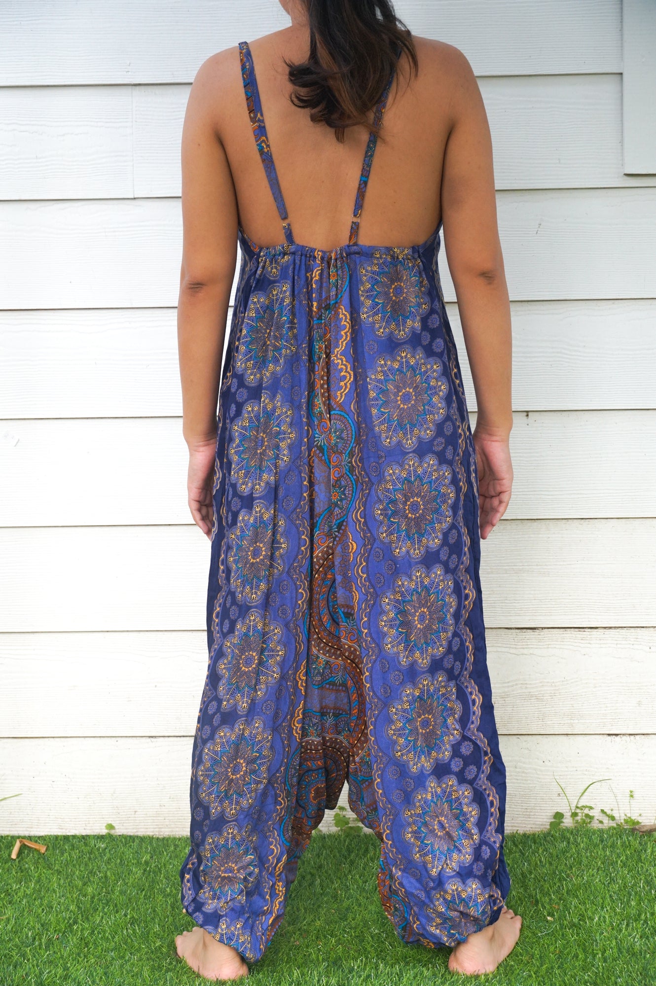 Blue Mandala Boho Hippie Jumpsuit Rompers