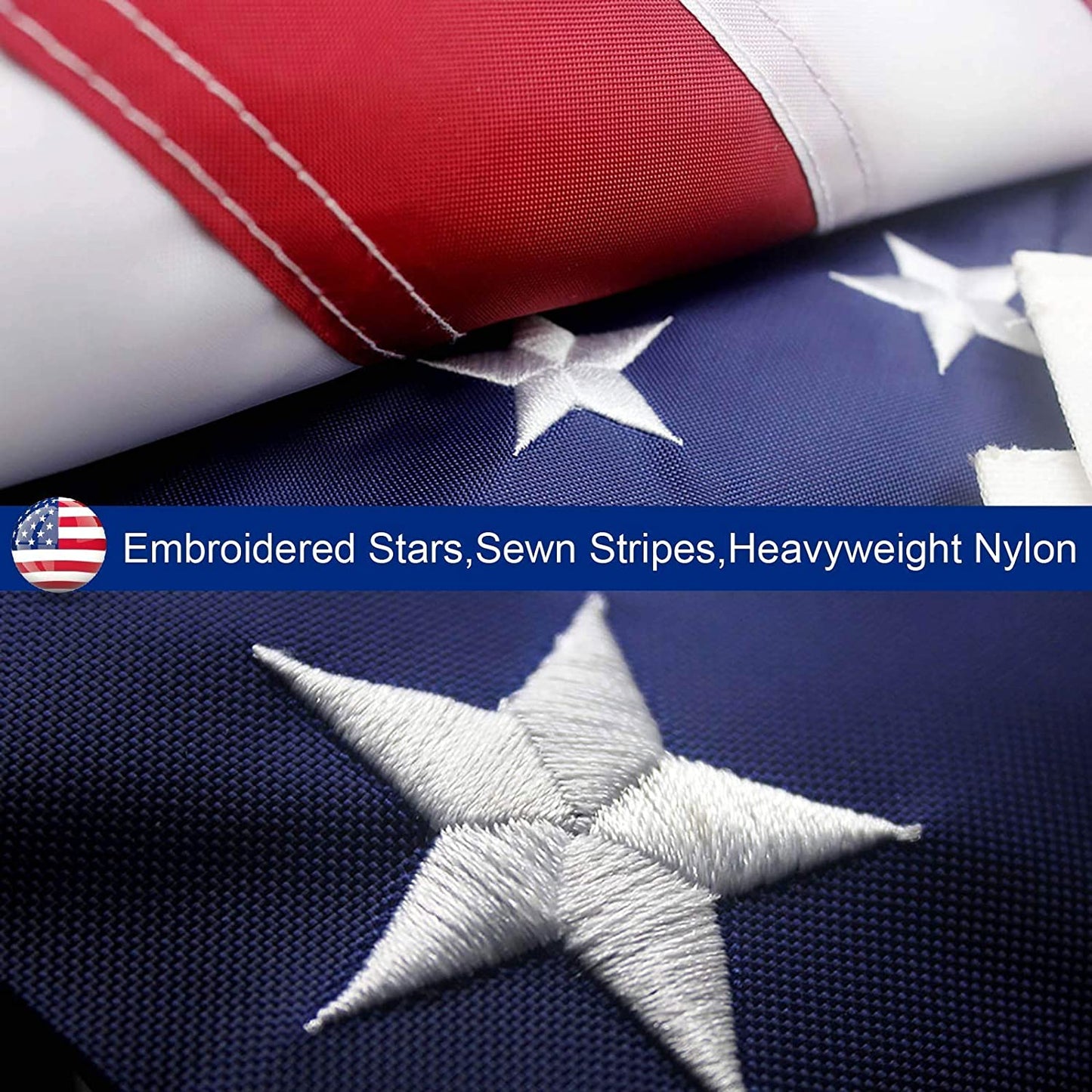 American Flag Outdoor Heavy Duty Embroidered Stars USA Flag